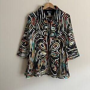 Damee Inc. Butterfly Pattern‎ Swing Jacket/Overblouse Sz L